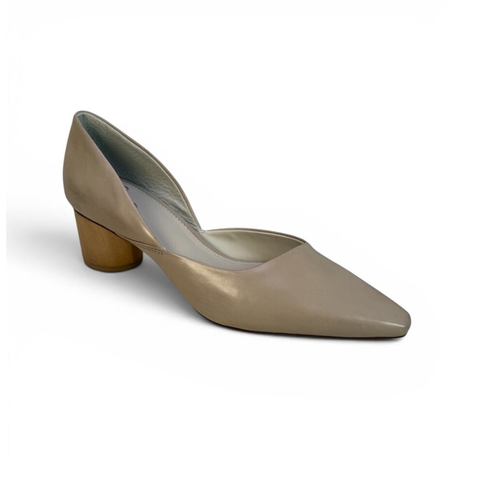 Franco Sarto A Rita Pumps Womens 7.5 Beige Grey Pointed Toe Round Block Heel